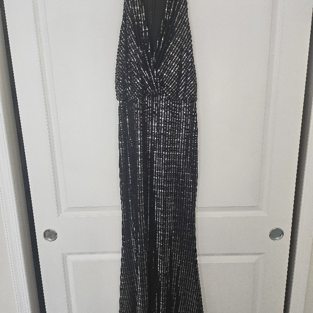 Elegant Black and Silver Maxi Dress
